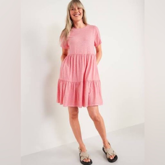 Old Navy Pink Tiered Swing Mini Dress – Size 4X - Picture 3 of 10